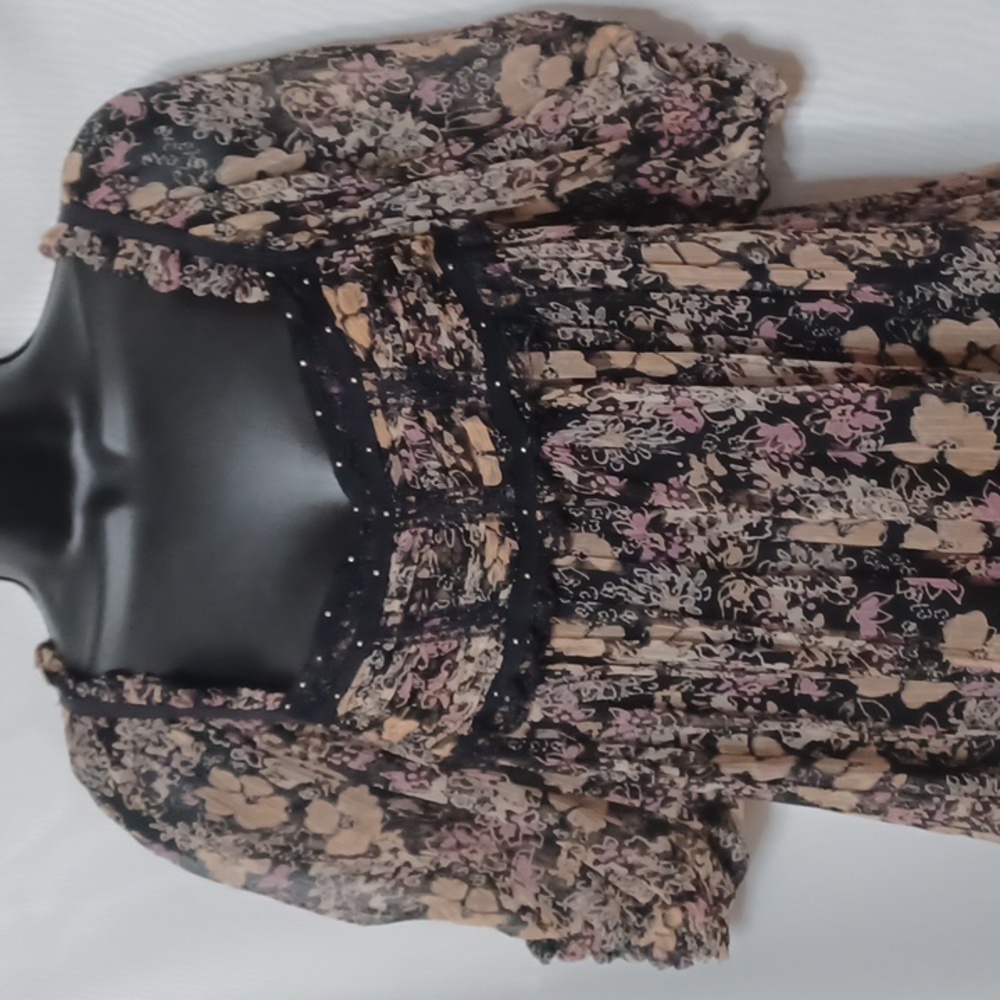 Free People More Than A Feeling Tunic Black Multi-Color Floral. Size XS - Picture 6 of 16